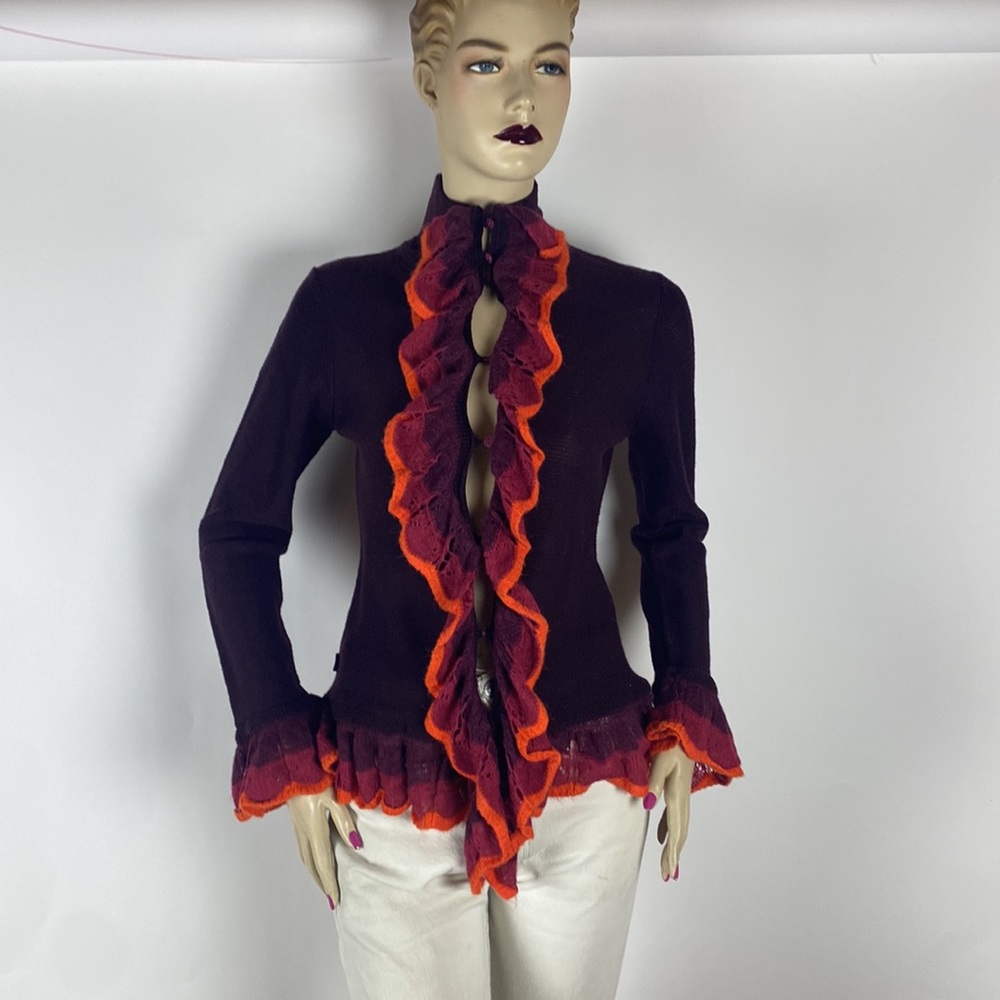 Moschino Purple Cardigan with Orange Trim